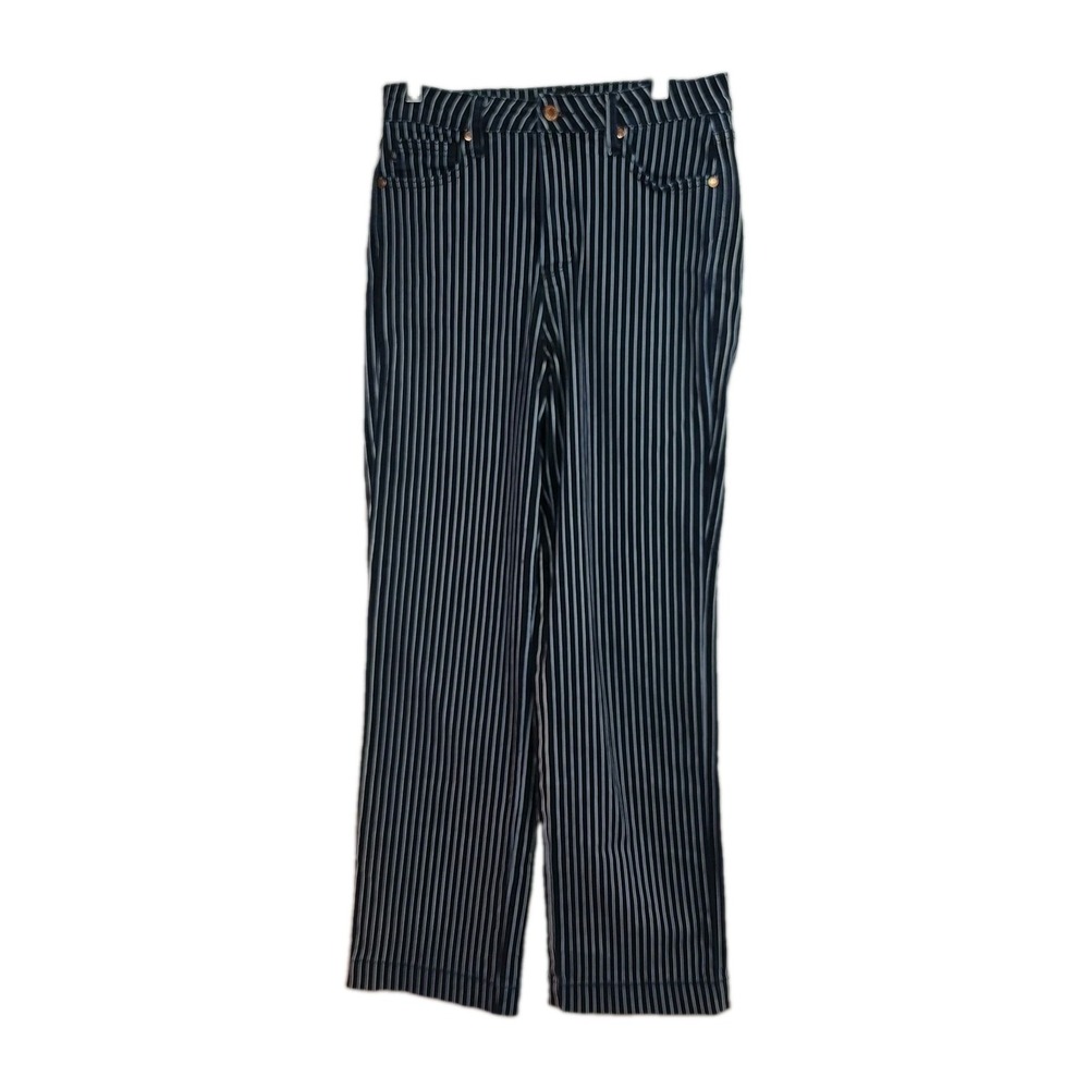 Judy Blue Jeans Womens 9/29 Navy White Pinstripe Straight Leg Stretch Denim